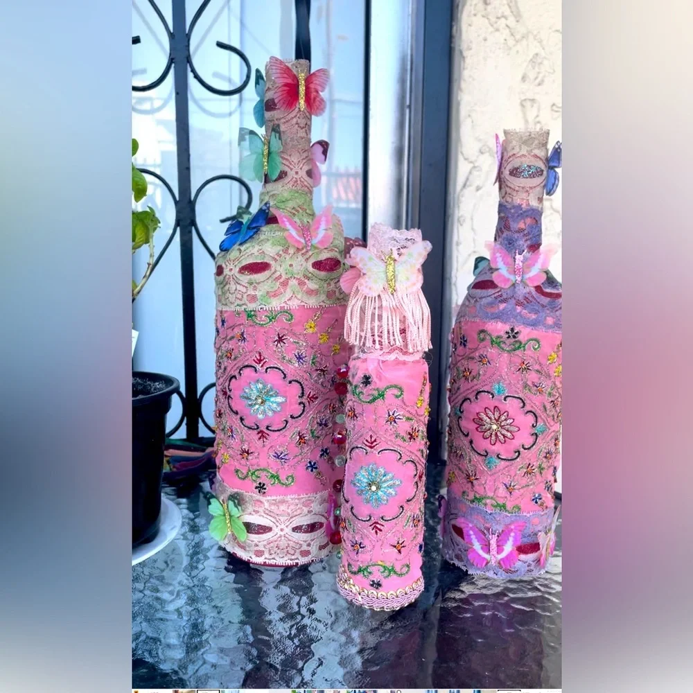 Hand Crafted The Butterfly Garden Gypsy Bottle Set - Picture 5 of 5